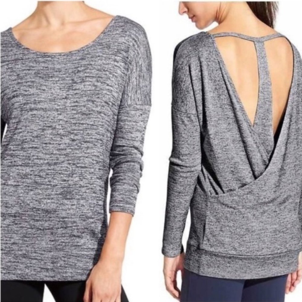 Athleta Pose Layered Top in Marled Gray Size Small